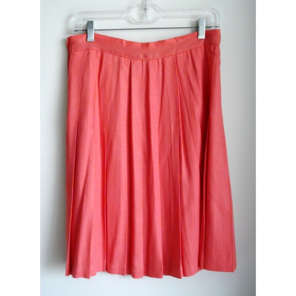 VTG 80’s Hollywood & Vine Pleaded Skirt Orange w/Purple Stripes Size 11-12 USA